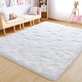 Fluffy 4x6 Area Rug–1.4" High-Pile Plush Carpet, Fuzzy Nursery Rugs for Bedroom, Soft Throw Rug for Living Room–White