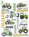 Personalized Tractor Truck Blanket for Boys Girls with Name, Custom Name Blanket Construction Trucks Car, Soft Flannel Teen Blankets Customized Gift for Birthday Christmas-50x60in