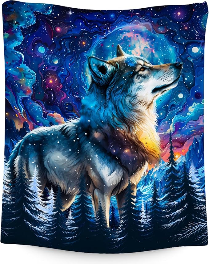 Boys Blanket Wolf Blankets Gifts for Kids/Teens/Men - Flannel Soft Cool Throws for Office, Sofa Bed - 60"x80"