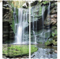 Forest Waterfall Blackout Windows Curtains, Rocky Waterfall to Pond Running Off Scenic Nature Themed Picture Print Curtains, for Living Room Bedroom 84x84in 2 Panels