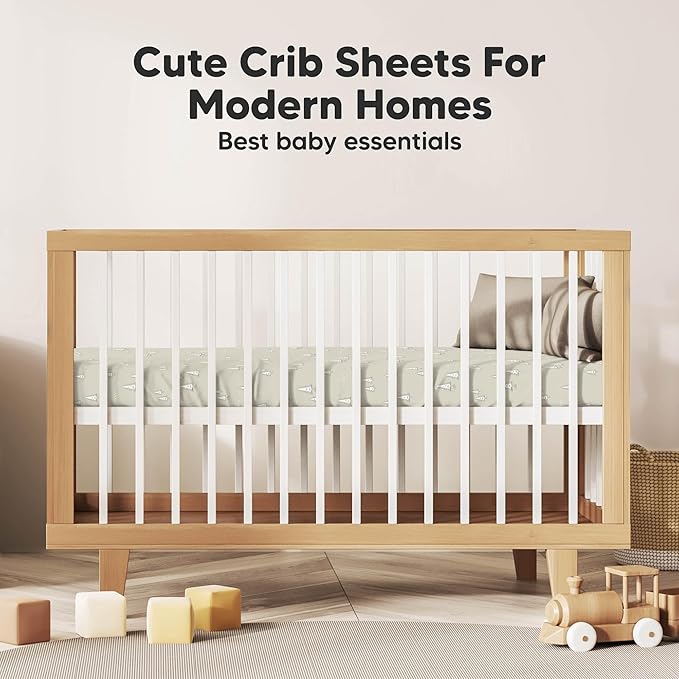 KeaBabies 2-Pack Organic Crib Sheets for Boys, Girls - 52x28 Fitted Crib Mattress Sheet Neutral, Breathable Jersey Cotton Cover for Baby Bed, Toddler Mattress, Soft & Cute Prints (Lune Mystic)