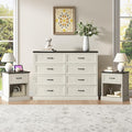 CARPETNAL Farmhouse Dresser and Nightstand Sets for Bedroom, 3 Pcs Bedroom Set, 8 Drawer Dresser & Nightstand Set of 2, Modern Wood Chest of Drawers for Bedroom, Living Room, Entryway, White