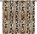Leopard Curtains, Cheetah Wild Animal Geometric Stripe Wildlife Theme Window Drapes for Bedroom Living Room 55" W X 63" L