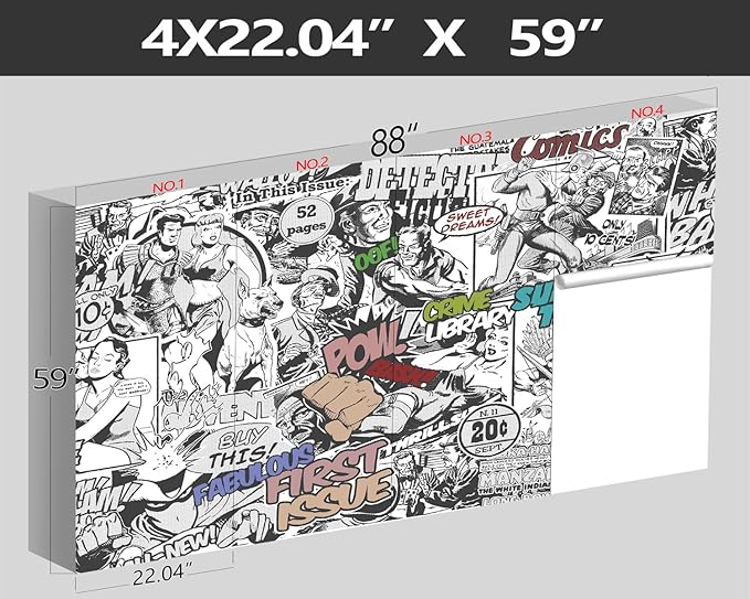 XMPMBM-Cartoon Hand-Painted Comics Nursery Room Fabric Wallpaper Kids Gaming Room Graffiti Bedroom Wall Mural-W 88" X H 59"（36 Square Foot）