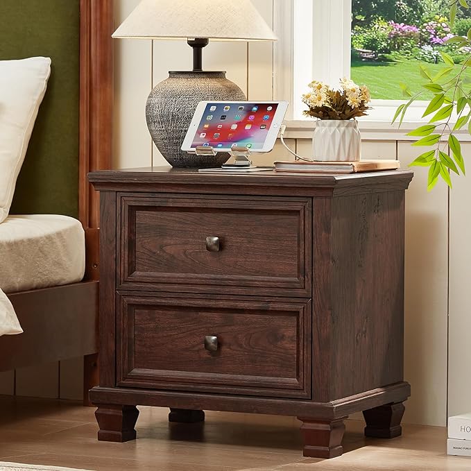 Farmhouse Bedroom Dresser and Nightstand Set of 4, 6 Drawer Tall & 5 Drawers Dresser & 2 Drawer Nightstand Set, Rustic Wood Furniture Set for Bedroom, Hallway, Walnut
