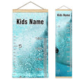 Personalized Kids Name Growth Chart Ruler for Wall Wood Frame Height Measure Chart 13.4x56 in Linen Hanging Height Growth Chart Funny Polar Bear Swimming Kids Room Decor