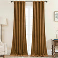 StangH Gold Brown Velvet Blackout Curtains Luxury Back Tab Thermal Insulated Window Drapes for Bedroom Living Room Halloween Autumn Holiday Decor, W42 x L84, 2 Panels