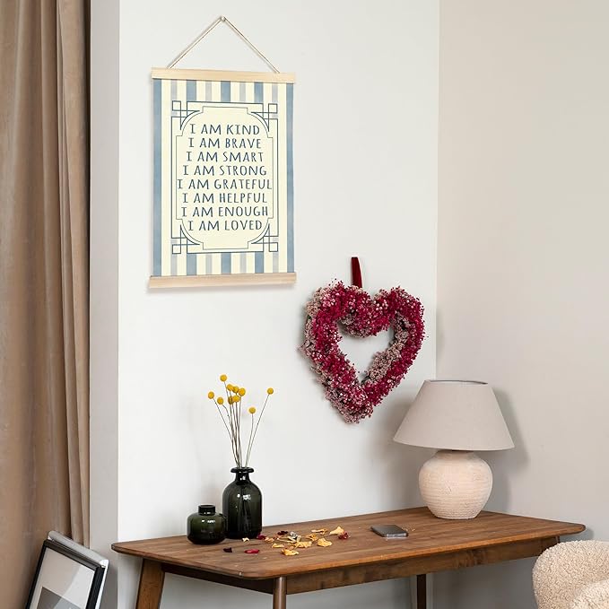 Hiuwevt Boy Nursery Wall Art, I Am Kind Inspirational Poster Hanger Frame, Blue Positive Affirmations Wall Art Home Decor for Toddler Boys Room Bedroom Nursery Playroom, 12x16 Inch