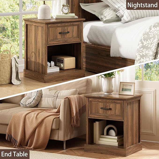 CARPETNAL Farmhouse Dresser and Nightstand Sets for Bedroom, 3 Pcs Bedroom Set, 6 Drawer Dresser & Nightstand Set of 2, Modern Wood Chest of Drawers for Bedroom, Living Room, Entryway, Brown