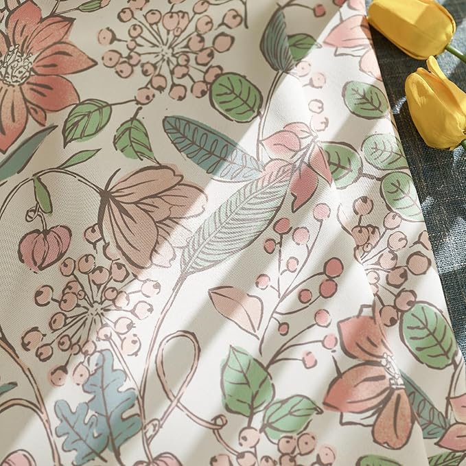 jinchan Nursery Curtains 95% Blackout Pink Floral Curtains for Girls Room, 96 Inch Length Farmhouse Drapes for Bedroom Living Room Darkening Window Treatment Grommet Top Set of 2 Panels