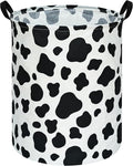 KUNRO Round Laundry Gift Basket Storage Hamper, Kids Toys and Clothes Storage Organizer Bins, Toy Shelf Basket with Handles for Room Decor (Rould Cow pattern)