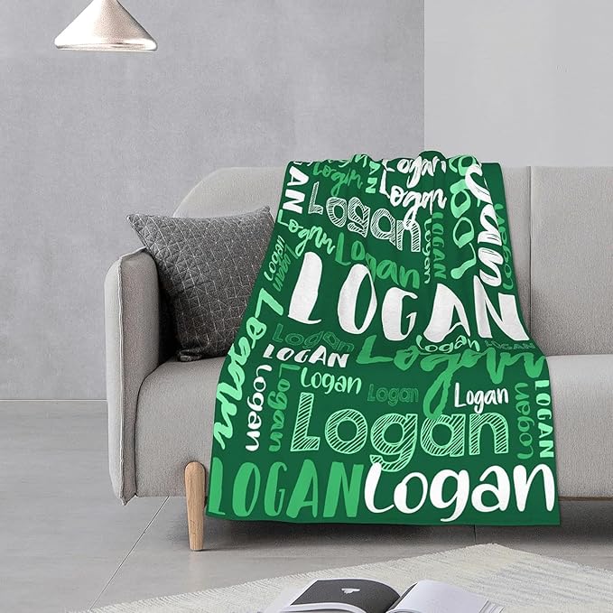 Dr.TOUGH Personalized Blankets with Name Customized Baby Blankets for Girls Boys Adults Monogrammed Blankets and Throws Christmas Birthday Mothers Fathers Valentines Day Gift (Green, 40''×50'')