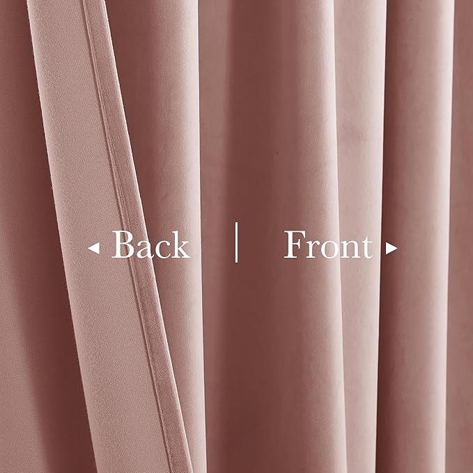 StangH Dusty Pink Velvet Curtains for Nursery Kids Back Tab Room Darkening Privacy Window Drapes Home Decoration for Bedroom/Living Dining Room/Spa/Office, W52 x L90, 2 Panels