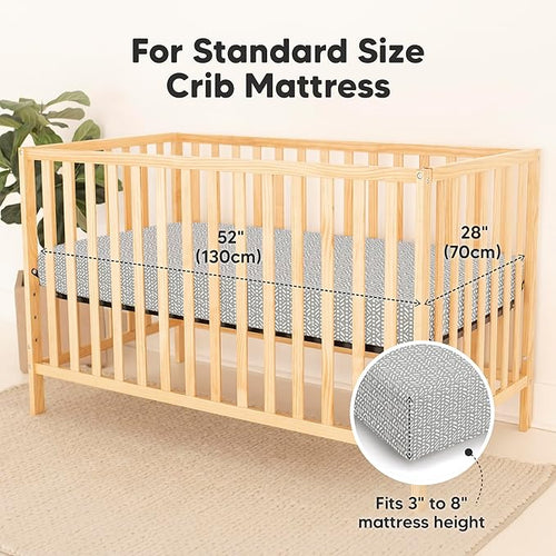 2-Pack Waterproof Baby Crib Sheets for Boys, Girls - 52x28 Viscose Derived from Bamboo Toddler Bed Sheet Neutral, Fitted Crib Mattress Protector Cover for Baby Bedding, Soft & Gentle (Nordic)