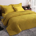 NTBAY King Comforter Set with Sheets, 7 Pieces Soft and Breathable King Bedding Set, Bed in a Bag, Down Alternative Comforter Set Solid Color All Season, King Bedding Set, Yellow