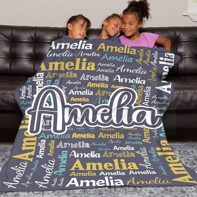 Dr.TOUGH Personalized Blanket for Adult Kids with Name Customized Blankets Personalized Throw Blanket for Christmas Birthday Gifts