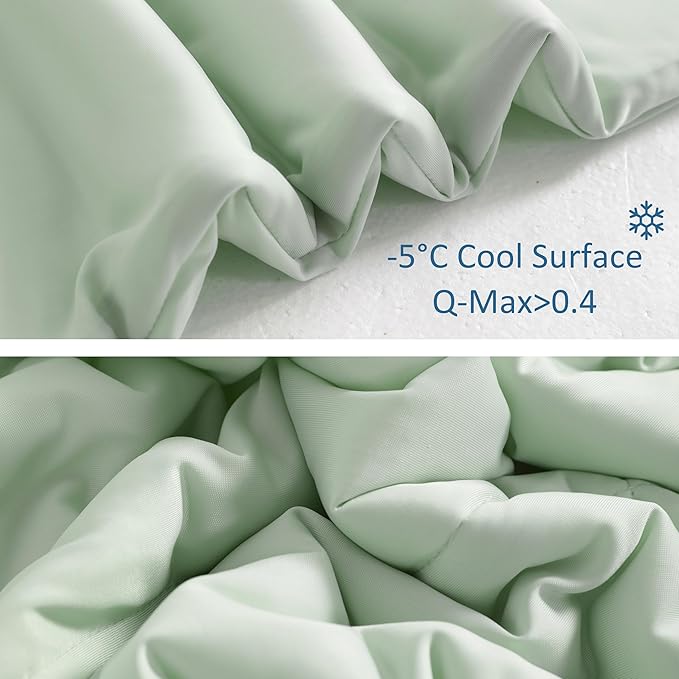 NTBAY Cooling Blanket Queen, 90x90 Inches - Lightweight Summer Bed Blanket for Hot Sleepers, Japanese Double-Sided Q-Max 0.45 Cooling Fabric, Mint Green
