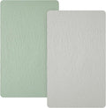 david's kids Muslin Mini Crib Sheets, 2 Pack Cotton Pack N Play Sheets for Boys Girls Neutral, Soft Breathable Baby Sheets Fit Pack N Play, Playard and Mini Crib Mattresses, Light Gray & Sage Green