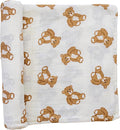 Mebie Baby Teddy Bear Muslin Swaddle, Modern and Neutral Blanket for Baby Girl or Boy, 0-3 Month, Comfy Wrap