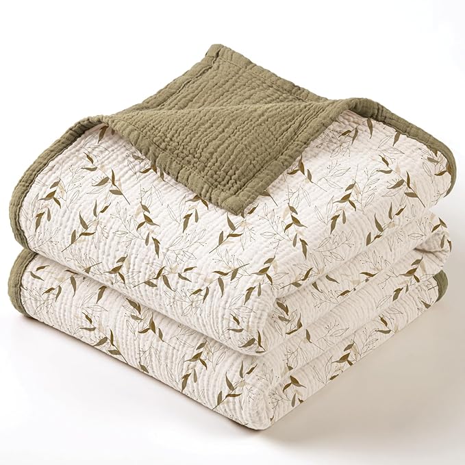 lulumoon Muslin Baby Blanket for Boy: Cotton Toddler Blanket - Soft Lightweight for Nursery & Daycare 47"× 47"(Brown Branches)