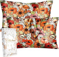 Silk Pillowcase 2 Pack - Pillow Cases 20" x 30" Queen Size Set of 2 for Hair and Skin Smooth Soft Breathable with Hidden Zipper Cooling Pillow Covers for Sleeping,Mushroom Bushes