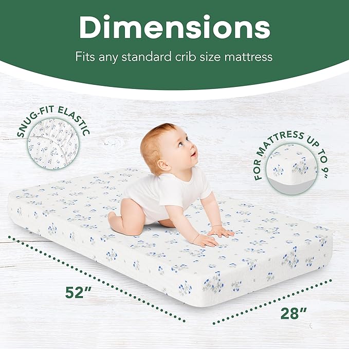 2 Pack | Extra Soft Muslin Fitted Crib Sheets 100% Organic Cotton Baby Crib Sheets for Standard Crib Mattress | 28 X 52 Inches