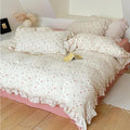 BuLuTu Rabbit Duvet Cover Full Bed Quilt Cover 79"x90" Soft Muslin Cotton Comforter Cover for Women Girls Elegant Ruffles Duvet Covers, All Seasons, No Pillow/Pillowcases