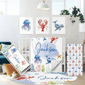 Custom Baby Crib Bedding Set, 5 Pcs Personalized Baby Crib Set with Name, Ocean Animals Design Nursery Bedding Sets, Toddler Bedding Set, Newborn Infant New Parents Customized Gift