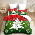 Red Christmas Duvet Cover Twin Size Green Christmas Tree Gingham Bedding Set 2 Pieces Kids Boys Girls Checked Holiday Pattern Comforter Cover with Zipper Closure And 1 Pillowcase (No Comforter)