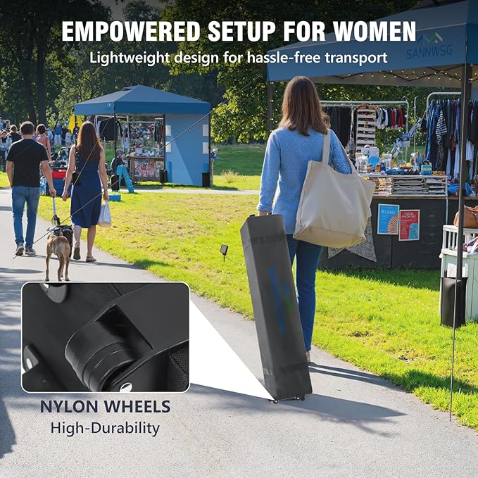 8X8 Pop Up Canopy Tent,Removable Pockets Sidewall for Extra Storage,Easy Up Canopy,Heavy Duty One Person Set Up Event Tent,Blue