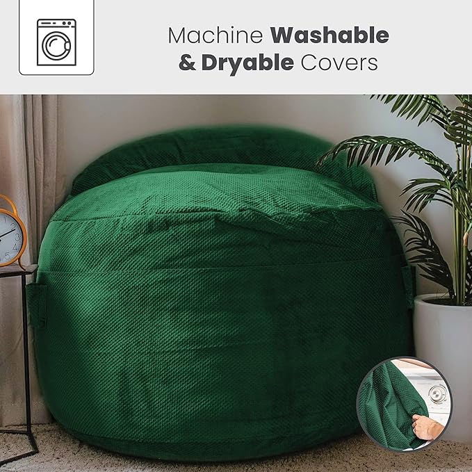 CordaRoy's NEST Gaming Bean Bag Chair-Convertible Bean Bag Chair -Washable Chenille Cover with Pockets for Remote,Controllers-for Living Room,Basement-Queen Size-Rainforest|Made in The USA