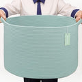 Extra Large Blanket Basket 87L, Laundry Hamper, Baby Nursery Hamper for Storage Toys Clothes Towels, Large Cotton Rope Laundry Basket for Girls Boys, 22”x 14”, Light Green