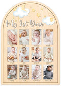 My First Year Photo Board, Star Baby's First Year Photo Frame 12 Monthly Milestone Picture Frame, Gift for Newborn Baby 1st Birthday Memories Nursery Decoration -02