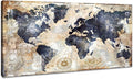 Vintage World Map Wall Art for Office World Map Poster Canvas Prints with Your Photos Nautical Decor Modern Framed Art Map of The World Wall Decor for Living Room Travel Memory Home Decor