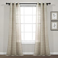 Lush Decor Farmhouse Textured Grommet Sheer Window Curtain Panel Pair, 38"W x 108"L, Neutral