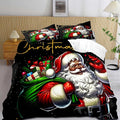LUVIVIHOME 3PCS Merry Christmas Comforter Set Full Size, African American Black Santa Claus Bedding, Winter Xmas Funny Christmas Bedroom Decor for Kids Boys Girls Teens, Xmas Gifts, 2 Pillow Shams