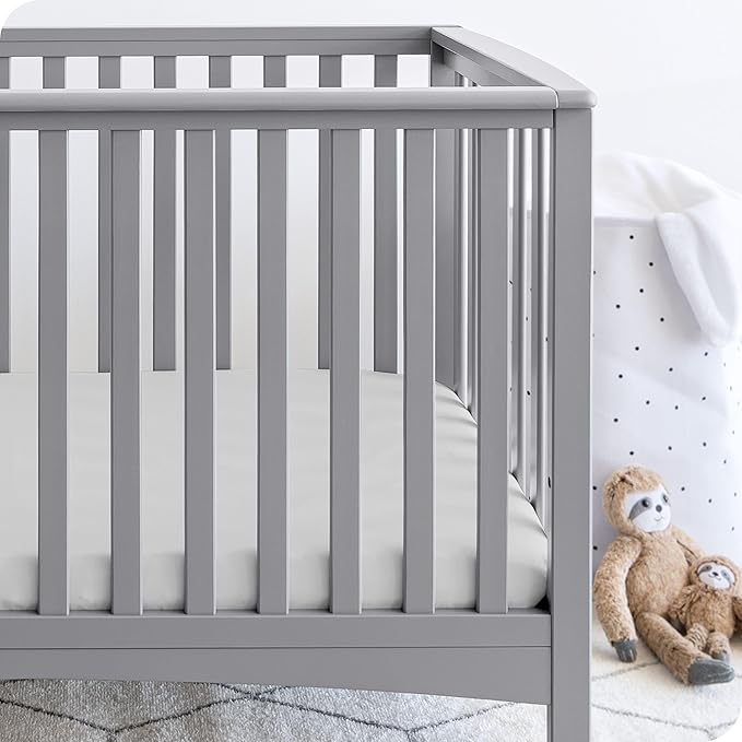Bare Home 2-Pack Fitted Crib Sheets - Premium 1800 Ultra-Soft Microfiber - Breathable - Baby Sheet - for Boys & Girls - Fits Standard Crib and Toddler Mattresses (Morning Sun/Cloud Grey)