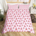 Christmas Bedding Duvet Cover Set Kids Cartoon Christmas Snowman Bedding Set Boys Girls Decor Snowflake Comforter Cover Set Microfiber Pink Xmas Theme Bedspread Cover Bedroom Bedclothes Queen Size