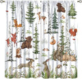 Animal Kids Curtains, Woodland Squirrel Rabbit Bear Animal Friends Forest Curtains for Boys and Girls Bedroom Living Room Kitchen 63x63in
