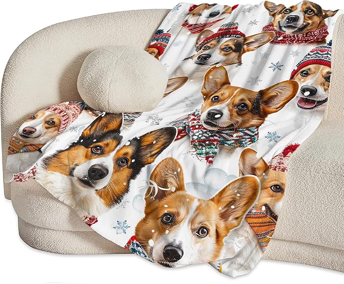 Corgi Blanket Funny Corgi Dog Gifts for Girls Boys Woman Kids Cute Corgis Lover Bear Throw Blankets Soft Blanket Warm Fleece Flannel Plush Blankets for Bed Sofa Couch 50"x60"