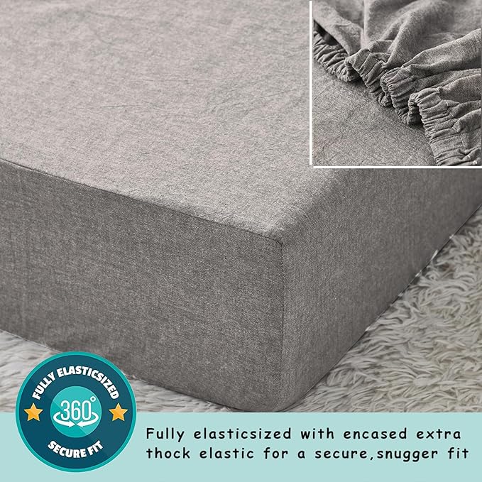 Brandream Ruffle Crib Bedding Set for Baby Boys 100% Cotton Gender Neutral Boho Bohemian Farmhouse Chic 6-Piece Nursery Bedding Set Grey