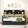 Harper & Bright Designs Full Daybed with Storage, Wooden Full Size Bed Frame with Bookcase Headboard and 2 Drawers, Full Sofa Bed with Shelves for Living Room Bedroom, No Box Spring Need, Espresso