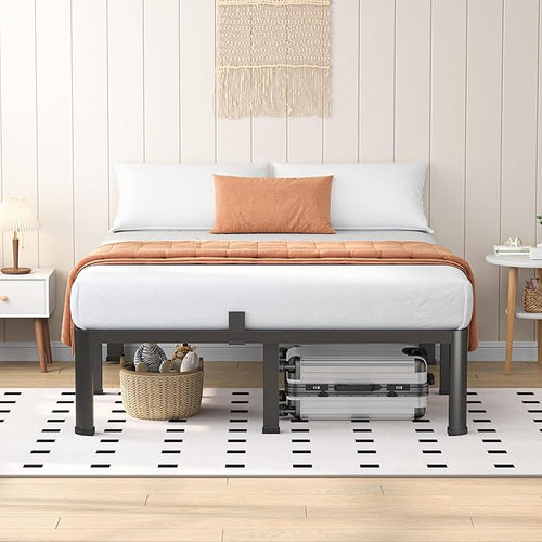 14 Inch Full Heavy Duty 3500 lbs Bed Frame with Round-Corner Legs & Anti-Squeak Design – Quick Assembly Metal Platform, No Box Spring Needed