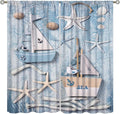 Nautical Curtain,Navy Anchor Sailing Map Starfish Seashells Bedroom Curtain,Waterproof Washable Fabric for Bedroom Decor Set 2 Panels,42x63 Inches