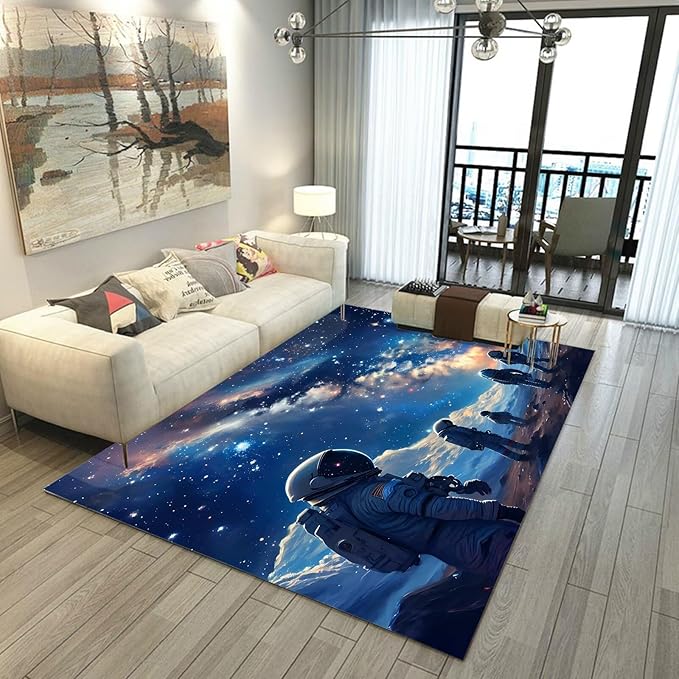 6' x 9' Space Rug for Boys Room Galaxy Rugs Planet Alien Carpet Astronauts Space Floor Mat Printed Throw Rugs for Kids Children Living Room,180x275cm