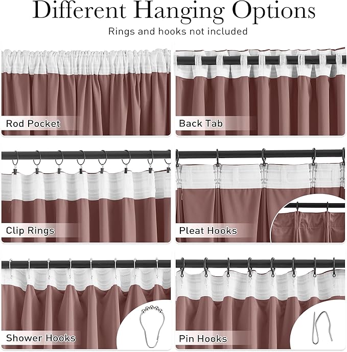 StangH Mauve Velvet Curtains 108 inches Long for Living Room, Wild Rose Back Tab Thermal Insulated Window Drapes for Bedroom/Nursery Girls, Elegant Backdrop Decors for Party, W52 x L108, 2 Panels