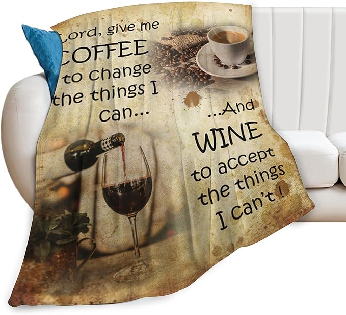 Vintage Coffee Blanket for Girls Boys Drink Wine Throw Blankets Soft Cozy Warm Fuzzy Fleece Lord Bedding Flannel Throws Stuff Gifts for Coffee Lovers Kids Men Women Bedroom Decor 50"x40"