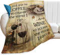 Vintage Coffee Blanket for Girls Boys Drink Wine Throw Blankets Soft Cozy Warm Fuzzy Fleece Lord Bedding Flannel Throws Stuff Gifts for Coffee Lovers Kids Men Women Bedroom Decor 80"x60"