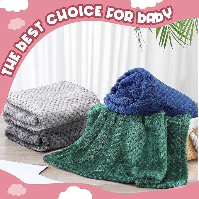 Frienda 4 Pcs Baby Fuzzy Blanket Fluffy Baby Blanket for Boys Girls Soft Warm Infant Newborn Toddler Receiving Nursery Bed Supplies, 32 x 24 Inch(Dark Color)