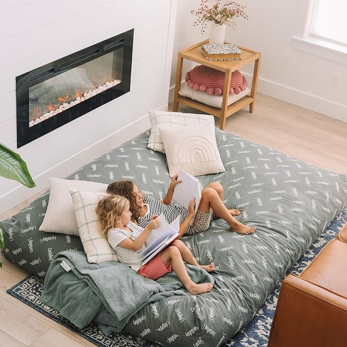 CordaRoy's Chenille Bean Bag-Convertible Bean Bag Chair-Machine-Washable Chenille Fabric Cover-for Basement,Living Room,Game Room,Dorm & More - Queen Size - Navy | Made in The USA